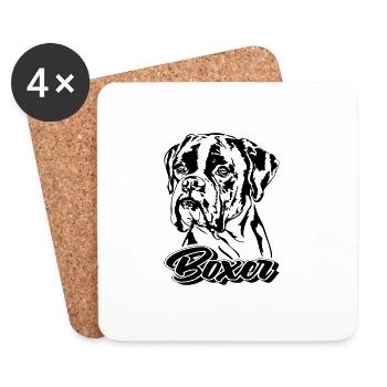 BOXER Hundeportrait Hund Hunde Wilsigns - Untersetzer (4er-Set) - Weiß - Vorne