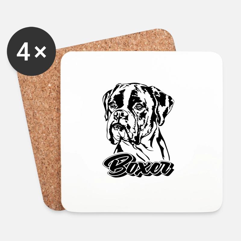 BOXER Hundeportrait Hund Hunde Wilsigns - Untersetzer (4er-Set) - Weiß