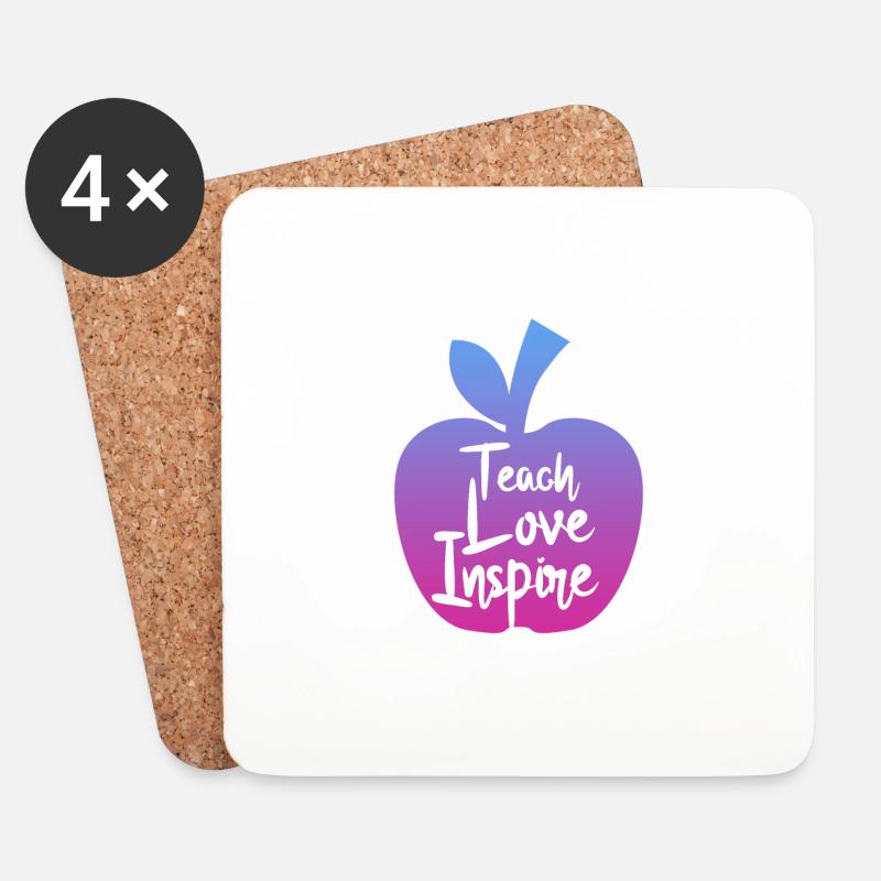 teacher teach love inspire - Untersetzer (4er-Set) - Weiß