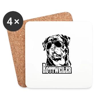 Funny ROTTWEILER cool sunglasses dog dog - Coasters (set of 4) - white - Front