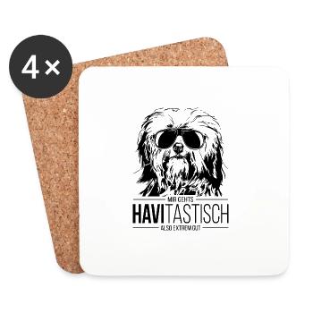 HAVITASTISCH Havaneser Hundespruch Hunde Wilsigns - Untersetzer (4er-Set) - Weiß - Vorne