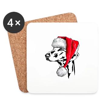 Santa AZAWAKH Chiens de Noël Wilsigns - Dessous de verre (lot de 4) - blanc - Devant