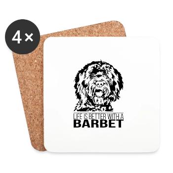 La vie de BARBET est meilleure chienne en disant chien Wilsigns - Dessous de verre (lot de 4) - blanc - Devant