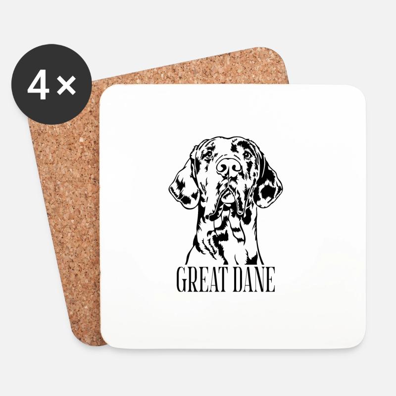 Great Dane Harlequin Portrait Hunde Wilsigns - Untersetzer (4er-Set) - Weiß