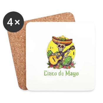 Vintage mexicain Happy Cinco de Mayo - Dessous de verre (lot de 4) - blanc - Devant