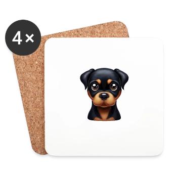 Verspielter Rottweiler-Welpe - Untersetzer (4er-Set) - Weiß - Vorne