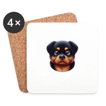 Art majestueux du Rottweiler - Dessous de verre (lot de 4) - blanc - Devant