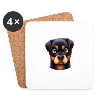 Charmanter Rottweiler-Blick - Untersetzer (4er-Set) - Weiß - Vorne