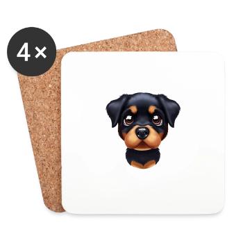 Adorable Rottweiler Art - Coasters (set of 4) - white - Front
