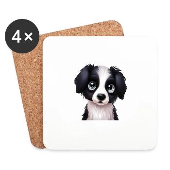 Portrait élégant de Border Collie - Dessous de verre (lot de 4) - blanc - Devant