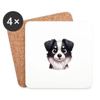 Intelligent Border Collie Portrait - Coasters (set of 4) - white - Front