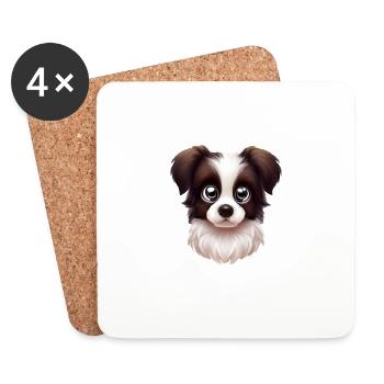Playful Border Collie Portrait - Coasters (set of 4) - white - Front