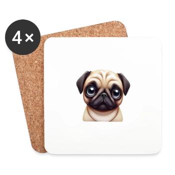 Pug Breed Art - Coasters (set of 4) - white - Front