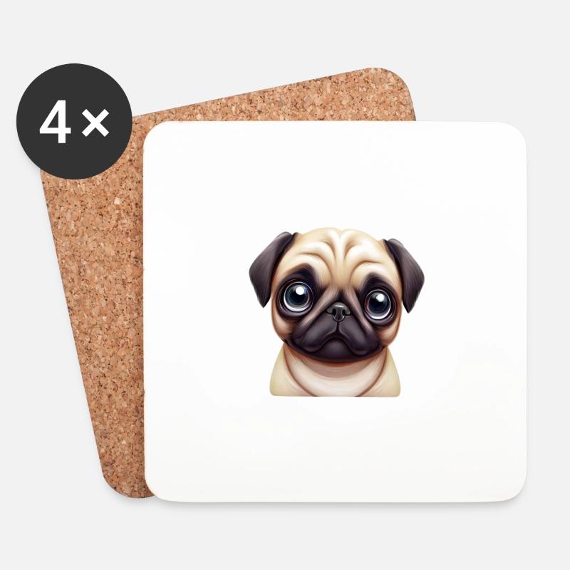 Mopszucht Kunst - Untersetzer (4er-Set) - Weiß