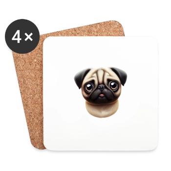 Pug Style Artwork - Coasters (set of 4) - white - Front