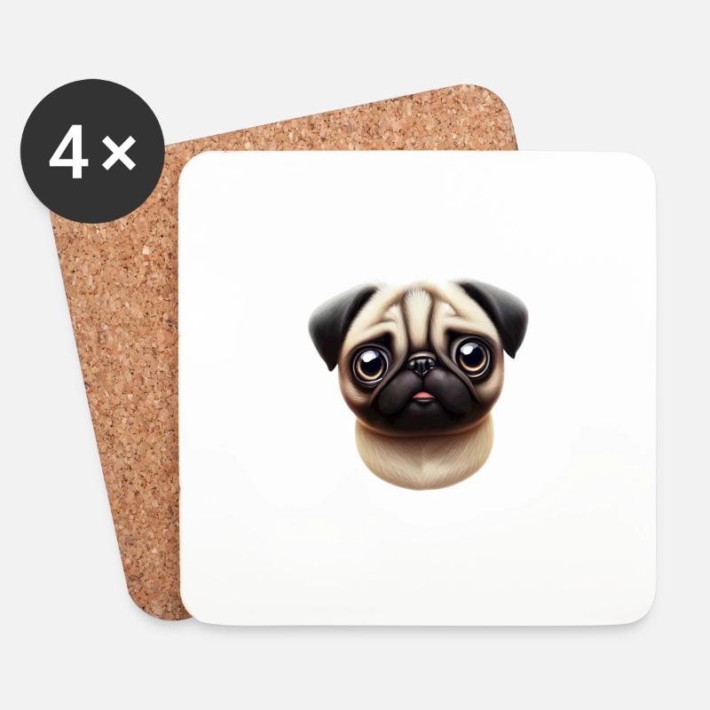 Pug Style Artwork - Coasters (set of 4) - white