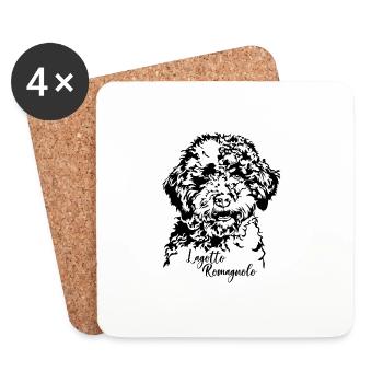 Lagotto Romagnolo Portrait Chiens Chien Wilsigns - Dessous de verre (lot de 4) - blanc - Devant