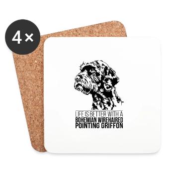 Bohême Griffon pointant la vie mieux - Dessous de verre (lot de 4) - blanc - Devant