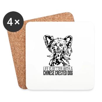 La vie de chien à crête chinoise est meilleure Chiens Wilsigns - Dessous de verre (lot de 4) - blanc - Devant