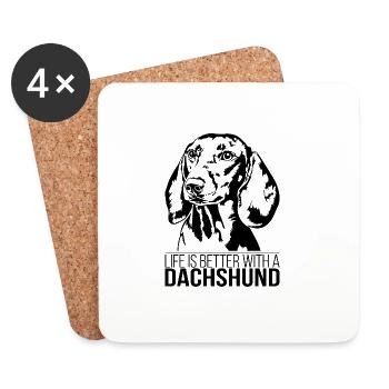 Dachshund life is better Dog Saying Wilsigns - Coasters (set of 4) - white - Front