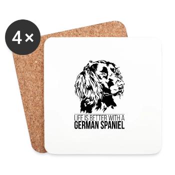 La vie de l’épagneul allemand est meilleure Dog Dog Wilsigns - Dessous de verre (lot de 4) - blanc - Devant