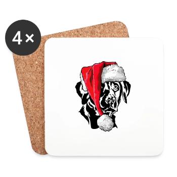 Père Noël Labrador Retriever chien de Noël Wilsigns - Dessous de verre (lot de 4) - blanc - Devant