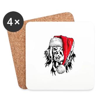 Santa Longhair Dachshund Christmas Dogs Wilsigns - Coasters (set of 4) - white - Front