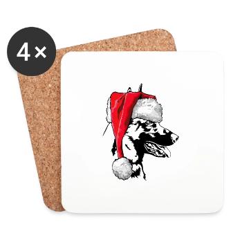 Santa Malinois Weihnachten Nikolaus Hunde Wilsigns - Untersetzer (4er-Set) - Weiß - Vorne