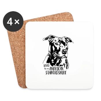 Loved by an American Staffordshire Hunde Wilsigns - Untersetzer (4er-Set) - Weiß - Vorne