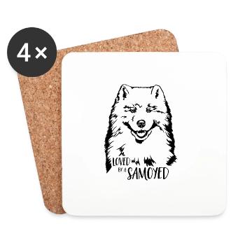 Loved by a Samoyed Hunde Samojede Hundespruch - Untersetzer (4er-Set) - Weiß - Vorne