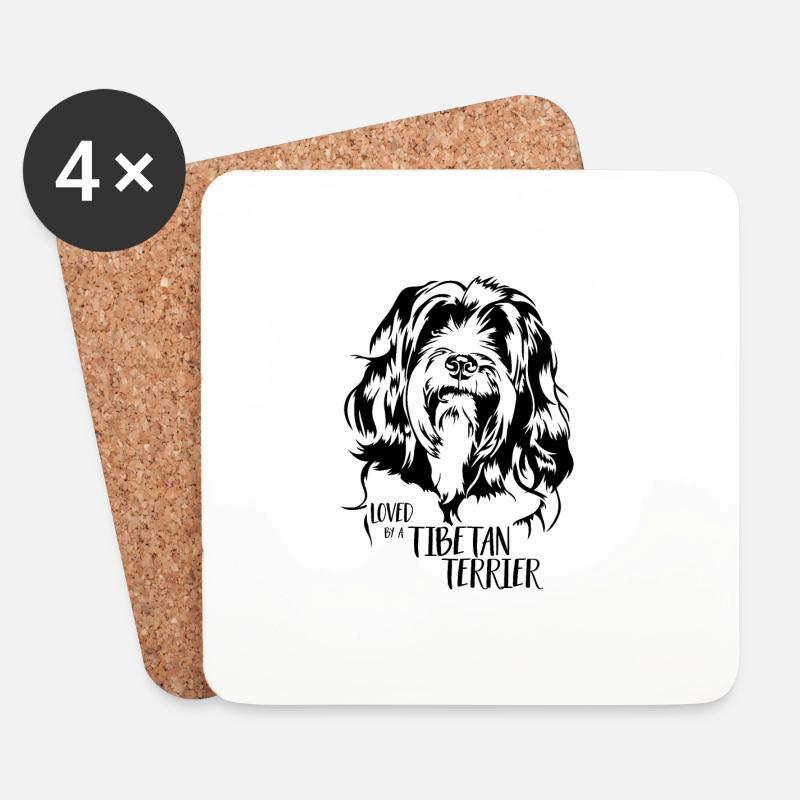 Loved by a Tibetan Terrier Spruch Hunde Wilsigns - Untersetzer (4er-Set) - Weiß