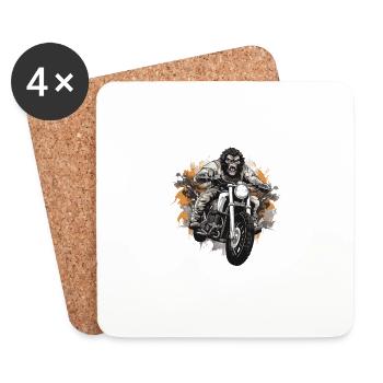 Moto Gorilla Biker - Dessous de verre (lot de 4) - blanc - Devant