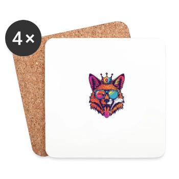 Renard Anniversaire Drôle Fête - Dessous de verre (lot de 4) - blanc - Devant
