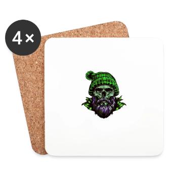 Lumberjack Skull - Coasters (set of 4) - white - Front