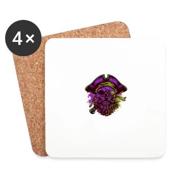 Pirate Skull Captain - Coasters (set of 4) - white - Front