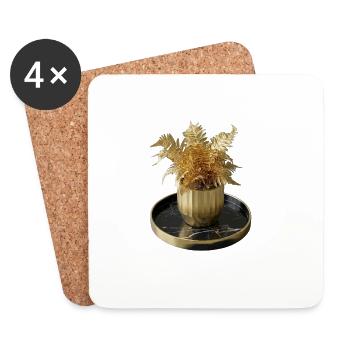 Modern Art Golden Fern - Coasters (set of 4) - white - Front
