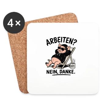 Entspanntes Schwein im Hoodie - Untersetzer (4er-Set) - Weiß - Vorne