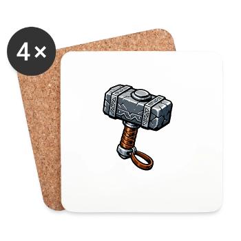 Mjölnir Runenhammer Grafik - Untersetzer (4er-Set) - Weiß - Vorne