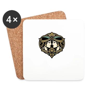 Reflective Art Deco Mask Illustration - Coasters (set of 4) - white - Front