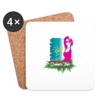 L'heure d'été avec une fille sexy porte des lunettes de soleil - Dessous de verre (lot de 4) - blanc - Devant