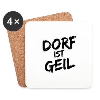 Dorf Spruch Geschenk - Untersetzer (4er-Set) - Weiß - Vorne