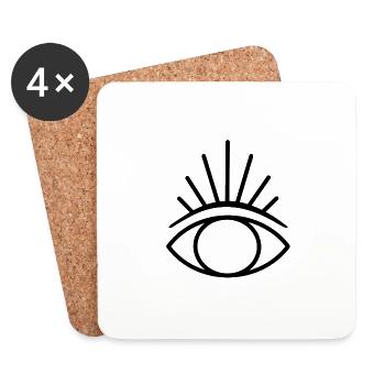 Minimalist Eye Symbol (Third Eye) - Coasters (set of 4) - white - Front