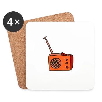 radio - Dessous de verre (lot de 4) - blanc - Devant