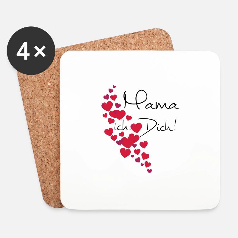 Muttertag Mama Ich liebe Dich, personalisierbar - Untersetzer (4er-Set) - Weiß