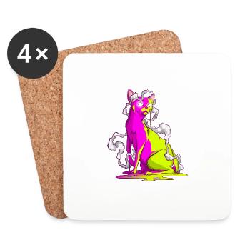 Smoky Kitty Cat Deluxe - Coasters (set of 4) - white - Front