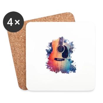 Guitare acoustique Guitare Guitare Acoustic Guitar Musique - Dessous de verre (lot de 4) - blanc - Devant