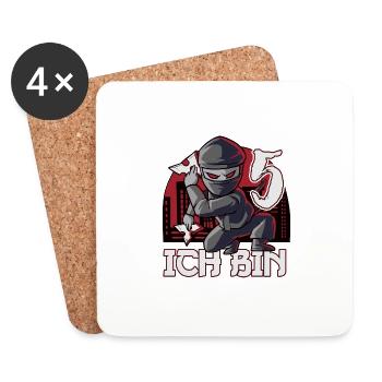 Roter Ninja Fünften 5 Geburtstag Junge Geschenk - Untersetzer (4er-Set) - Weiß - Vorne