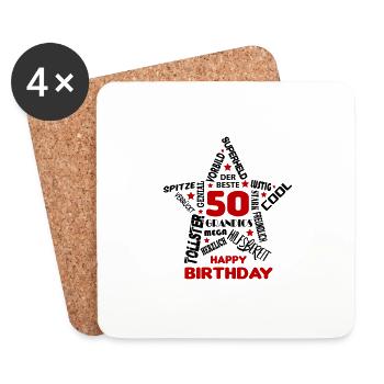 Geburtstag Mann 50 Happy Birthday Men Alter Best - Untersetzer (4er-Set) - Weiß - Vorne