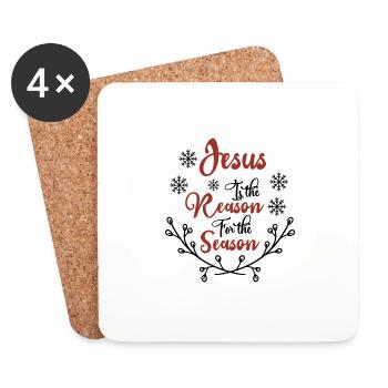 Jésus est la raison de la saison - Dessous de verre (lot de 4) - blanc - Devant