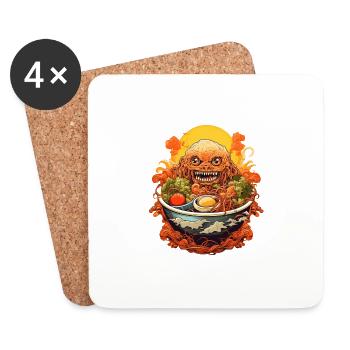 Ramen-Monster - Untersetzer (4er-Set) - Weiß - Vorne